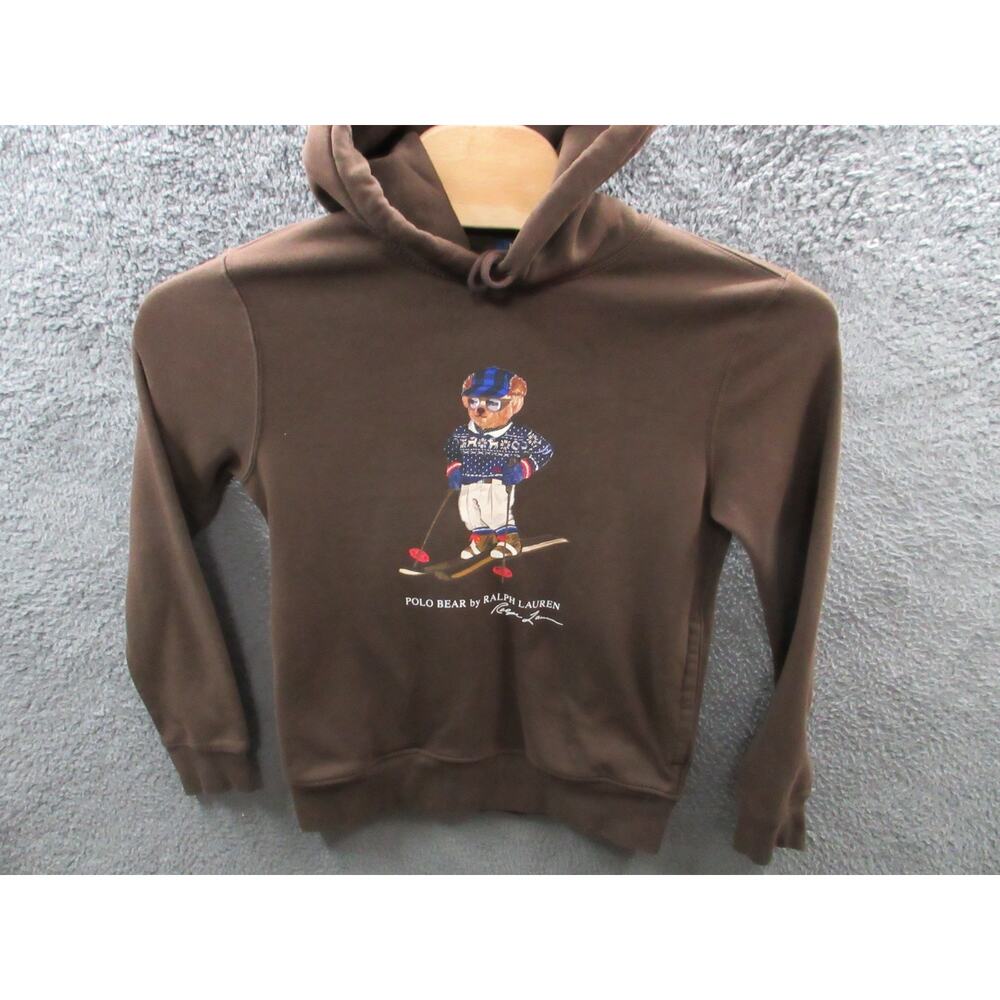 Polo Ralph Lauren Hoodie Sweatshirt Ski Bear Brown Mens Small